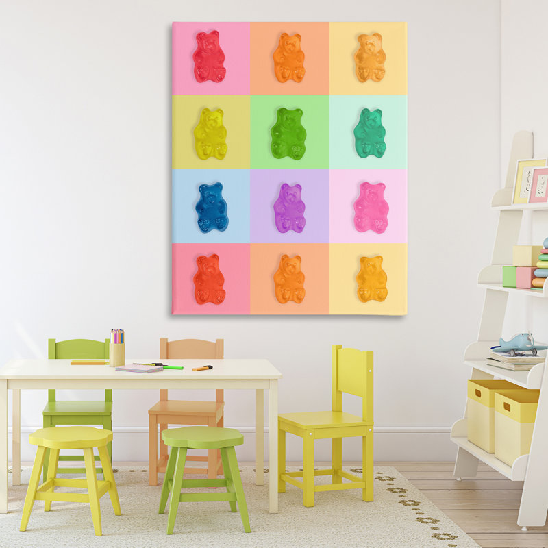 Rainbow Gummy Bear Candy Grid Canvas, design by LISH Creative, 48 x 36