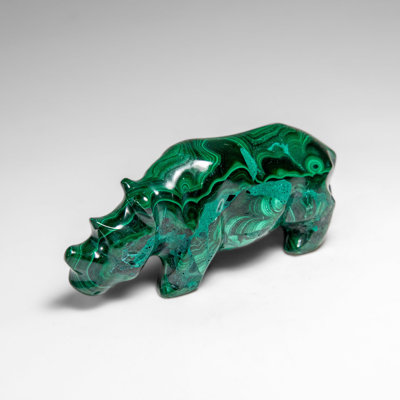 Genuine Polished Malachite Rhino Carving (129.2 Grams)