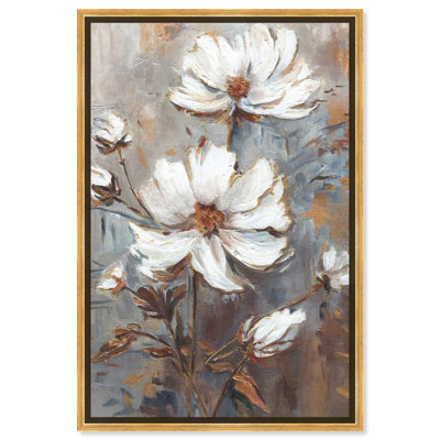 Art mural floral blanc sur toile à fleurs texturées blanches par Art Remedy