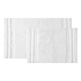 Eden Plush Pile Solid Reversible Cotton White 2 Piece Bath Rug Set