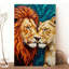 Impression sur toile, art de couple de lion, décoration murale de la faune, impression d'animaux Safari-2 affiche rétro-280596833