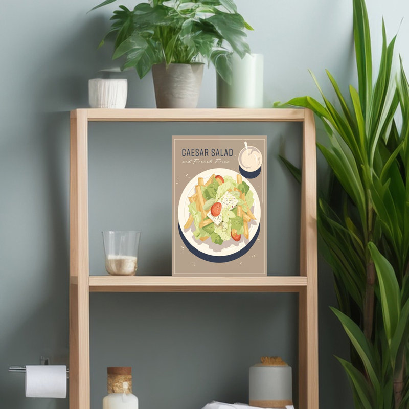 Art mural salade César et frites, H 18 po x l 12 po