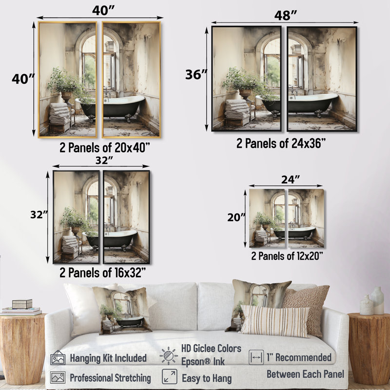 «Bath Bath» de Tranquility II - art mural moderne, Black, 36" H x 48" W, Impression encadrée flottante