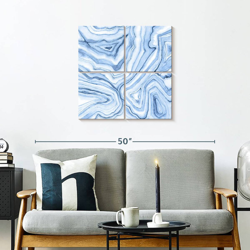 Indigo agate abstraite I, 26" H x 26" W