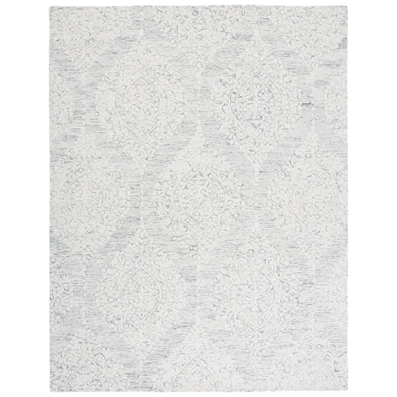 Iberia Hand Tufted Wool And Cotton With Latex Geometric Rug, Rectangle 8' x 10'
