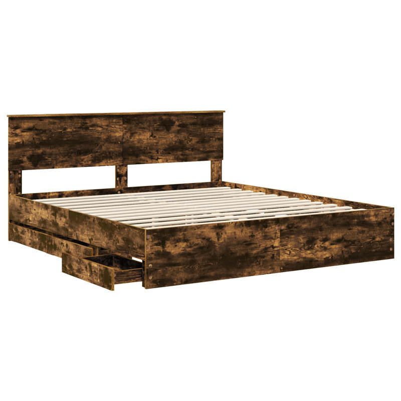 Bed, Super King (6'), Smoked Oak