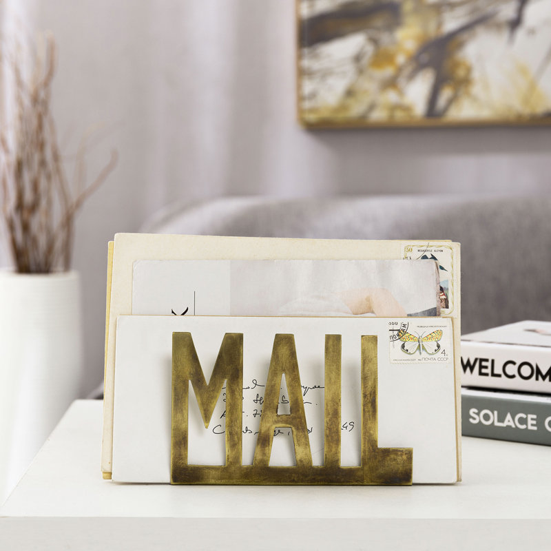 Dezrae Metal Desktop Cutout Paper Organiser, Brass