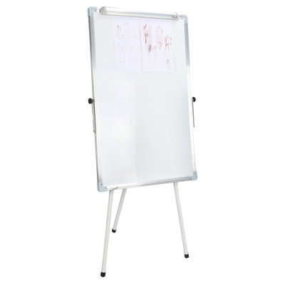 Tripod Writing Board with Paper Clamp And Pen Storage Rack, Single-sided Foldable Magnetic Whiteboard, Smooth Writing Surface Adjustable Height Whiteboard with Non-slip Rubber Feet