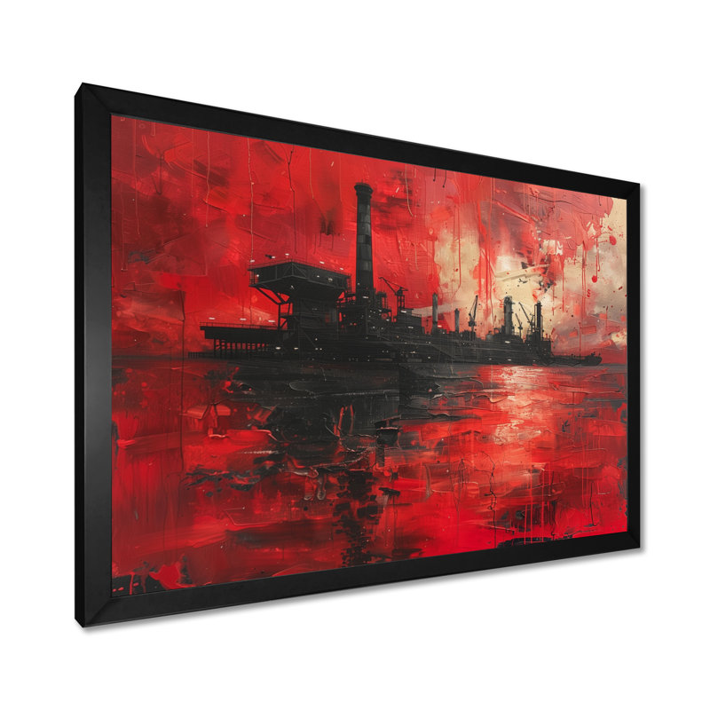 Red Black Petrochemical Pulse Oil Rig - Oil Rigs / Fields, art mural, H 34 po x l 44 po x P 1,5 po