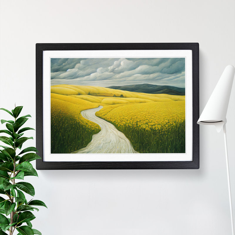 Brilliant Spring Meadow Landscape - Framed Print, 34cm H x 46cm W x 2cm D, Black Framed