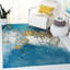 Tapis bleu / doré à motif abstrait Jaxen-1771369241