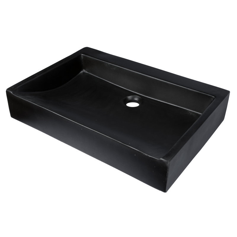 Eden Bath 15.2'' Concrete Rectangular Bathroom Sink, Black
