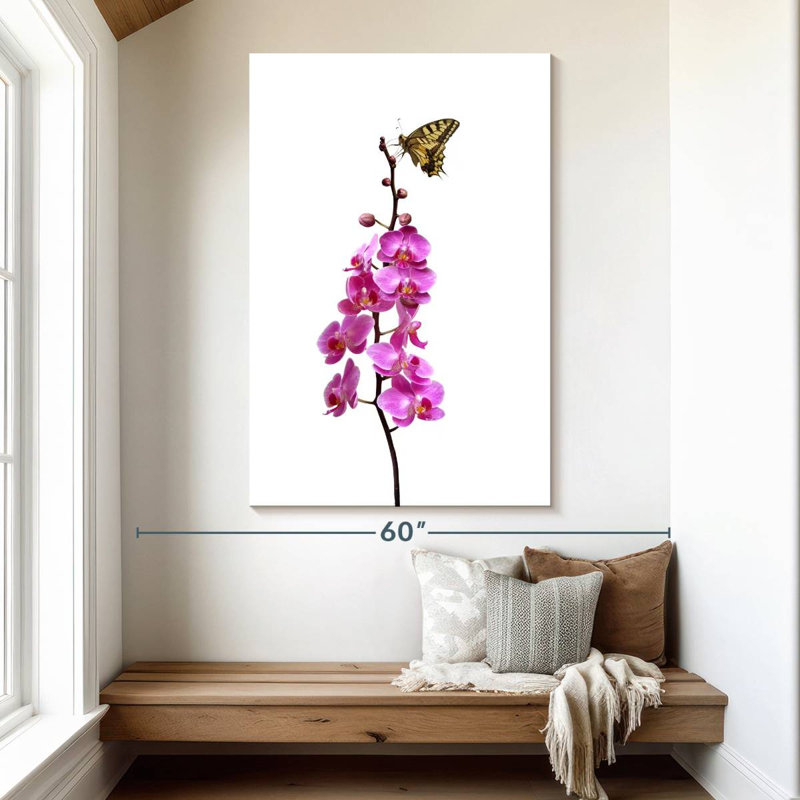 Brampt Butterfly On Orchid Stalk, 51" H x 34" W