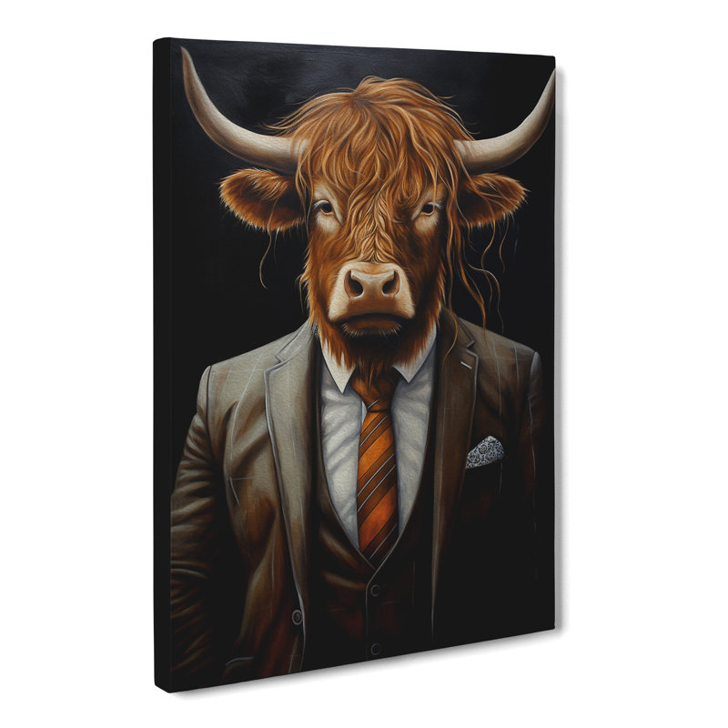 Highland Cow In A Suit No.2 - Print, 60cm H x 40cm W x 3cm D
