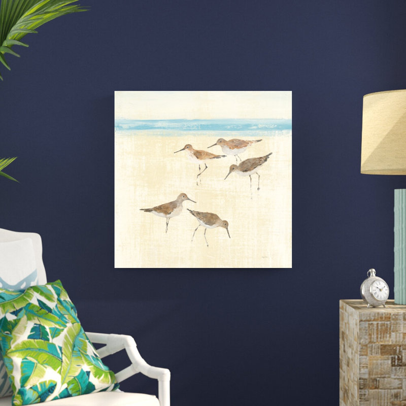 «Sandpipers Square II Blue» par Avery Tillmon - reproduction d'art sur toile tendue, H 30 po x l 30 po