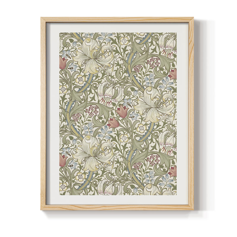 Reproduction florale rétro encadrée de couleur cccv - bois massif, Naturel, H 30 po x l 24 po