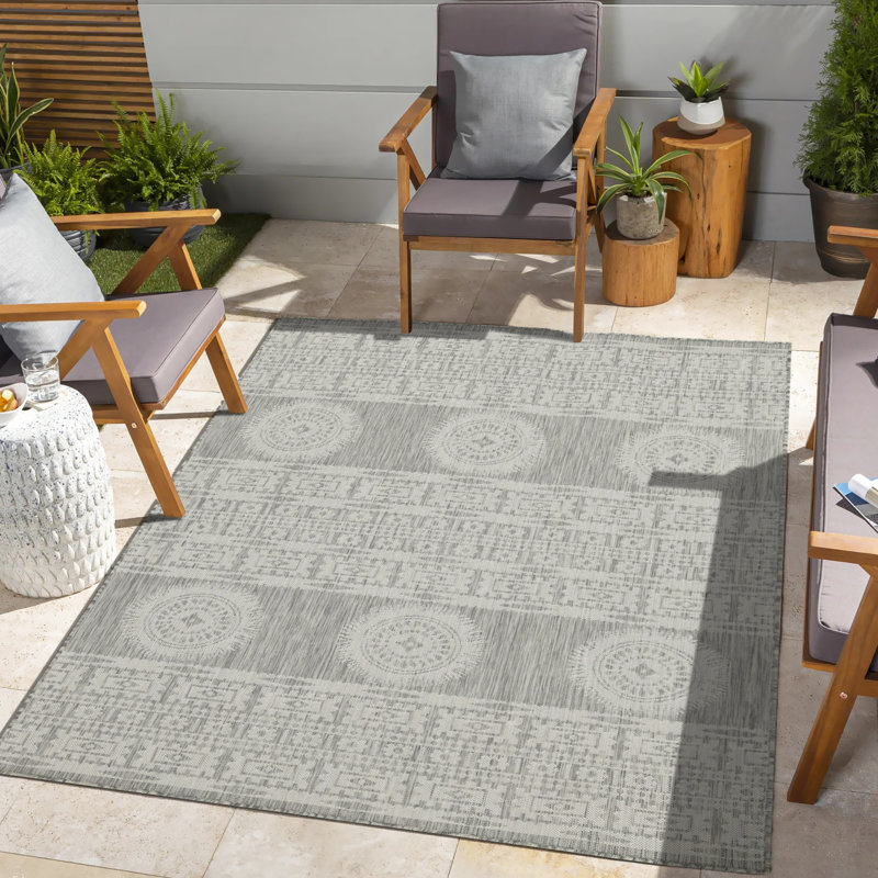 Tapis d'intérieur / extérieur argenté en polypropylène 2 pi 7 po x 7 pi 3 po Sunshine Gchar2024 7 po 3, facile à entretenir