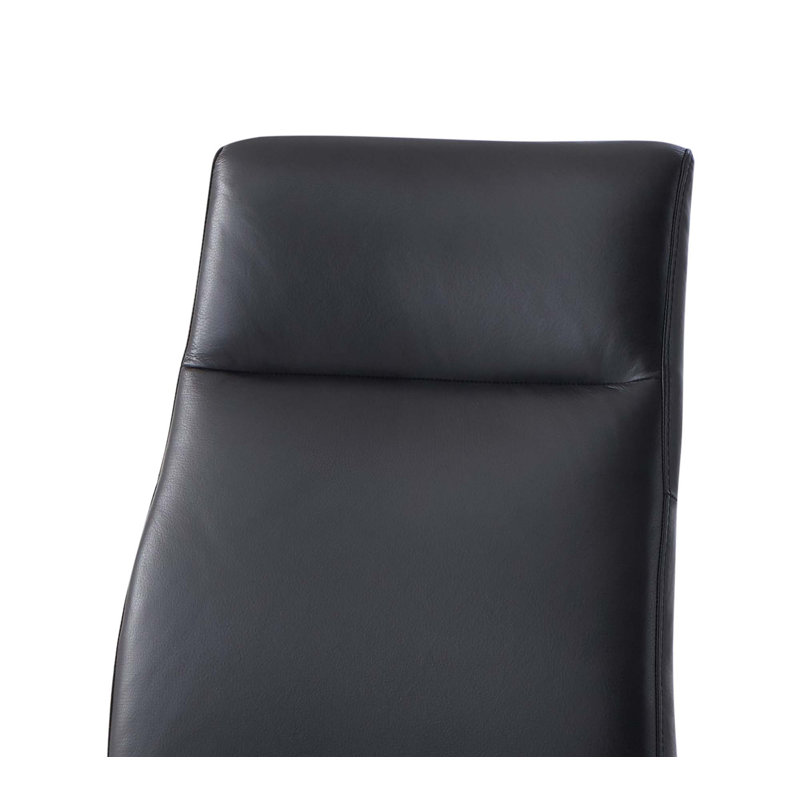 Chaise d'appoint en cuir noir et finition noyer, ensemble de 2
