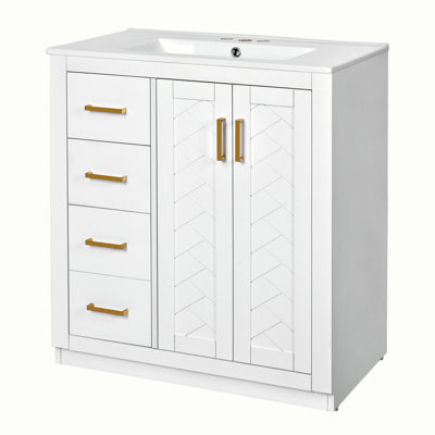 Ensemble de meuble-lavabo autoportant avec lavabo en céramique