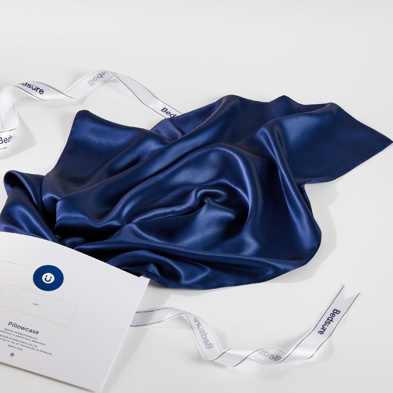 Bedsure 100% Mulberry Silk Pillowcase for Hair and Skin,Silk Pillow Case with Hidden Zipper, Navy