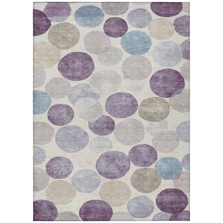 Machine Washable Indoor/Outdoor Xhevrie Plum Rug