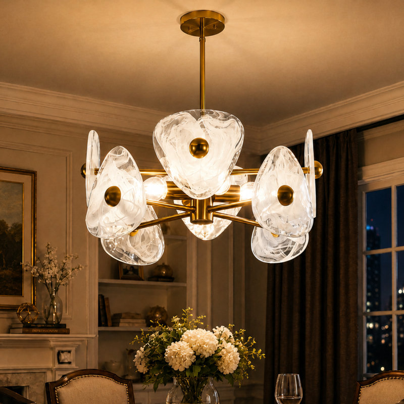 Lustre 4 lumières en verre nuage