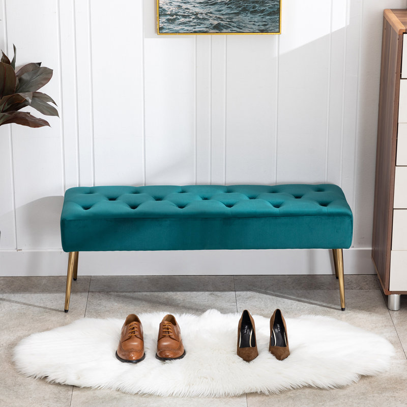 Velvet Upholstered Bench, Atrovirens