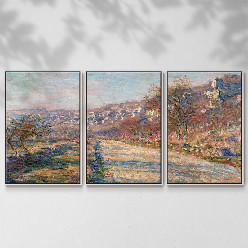 Monet - Toile encadrée multi-pièces_580MONETC, H 24 po x l 48 po x P 2 po, Cadre blanc