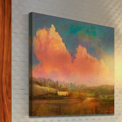 « pastoral coucher de soleil », reproduction sur toile tendue
