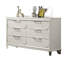 Commode contemporaine en acrylique blanc perle avec poignées en acrylique et panneaux en relief