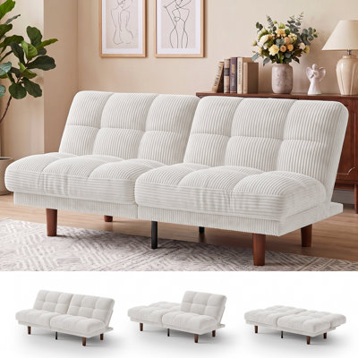 65"Convertible Futon Sofa Bed,Futon Couch With Adjustable Backrest,Ergonomic Recliner Sleeper Sofa With Corduroy Fabric For Small Spaces ,Living Room, Office