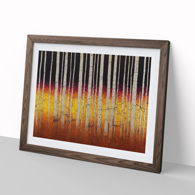 Abstract Autumn Forest Vol.4 1 Piece Single Picture Frame Painting, 25cm H x 34cm W x 2cm D, Walnut