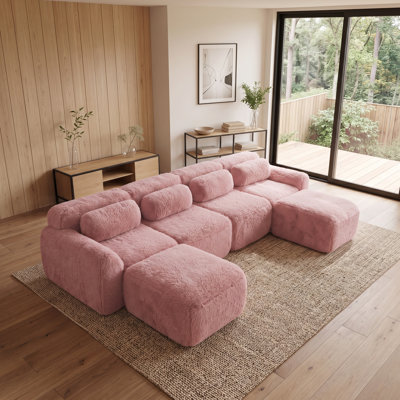 Canapé modulaire en forme de U désossé, aucun assemblage requis, conception antidérapante, librement combinable, ergonomique, compression sous vide pour le salon
