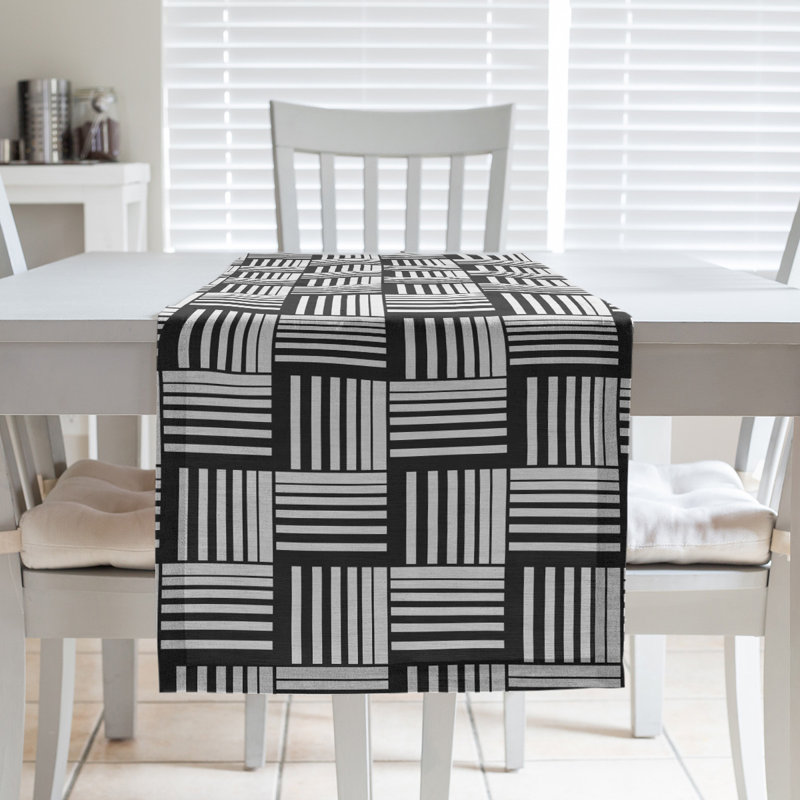 Fractured Stripes Table Runner, 16" x 72", Off White