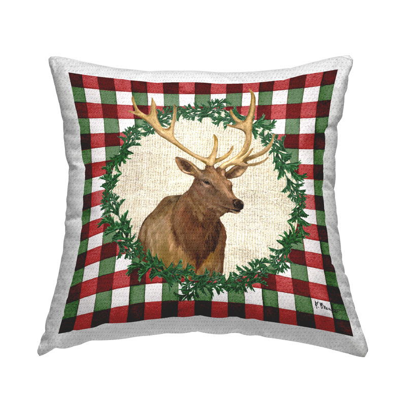 Coussin d'extérieur à motif écossais Stupell Industries