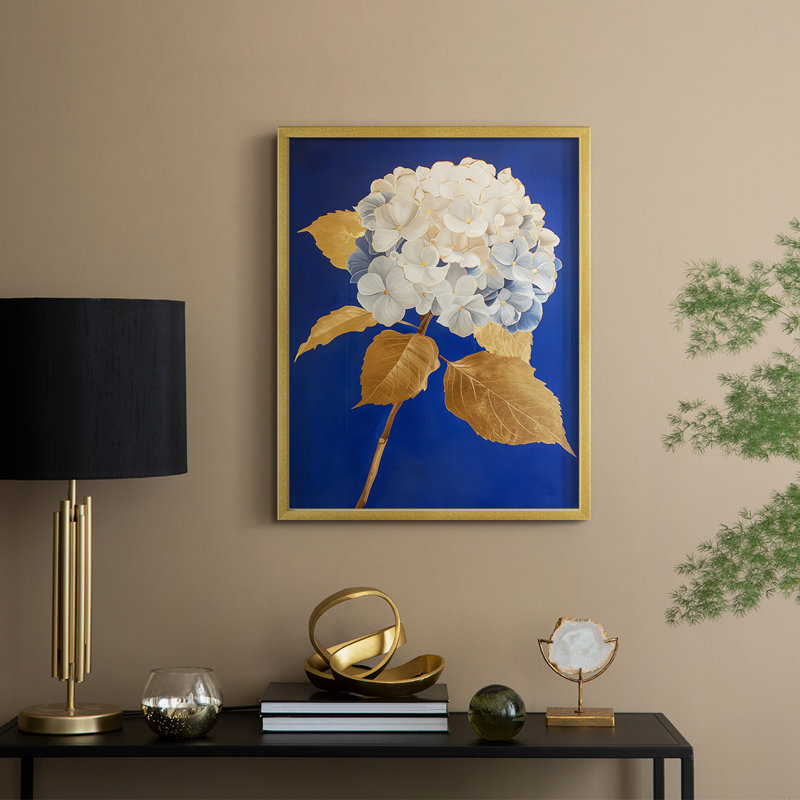 Série FLORAL Lxxxix - reproduction encadrée de qualité supérieure - prête à être accrochée - aucun clou requis, Doré