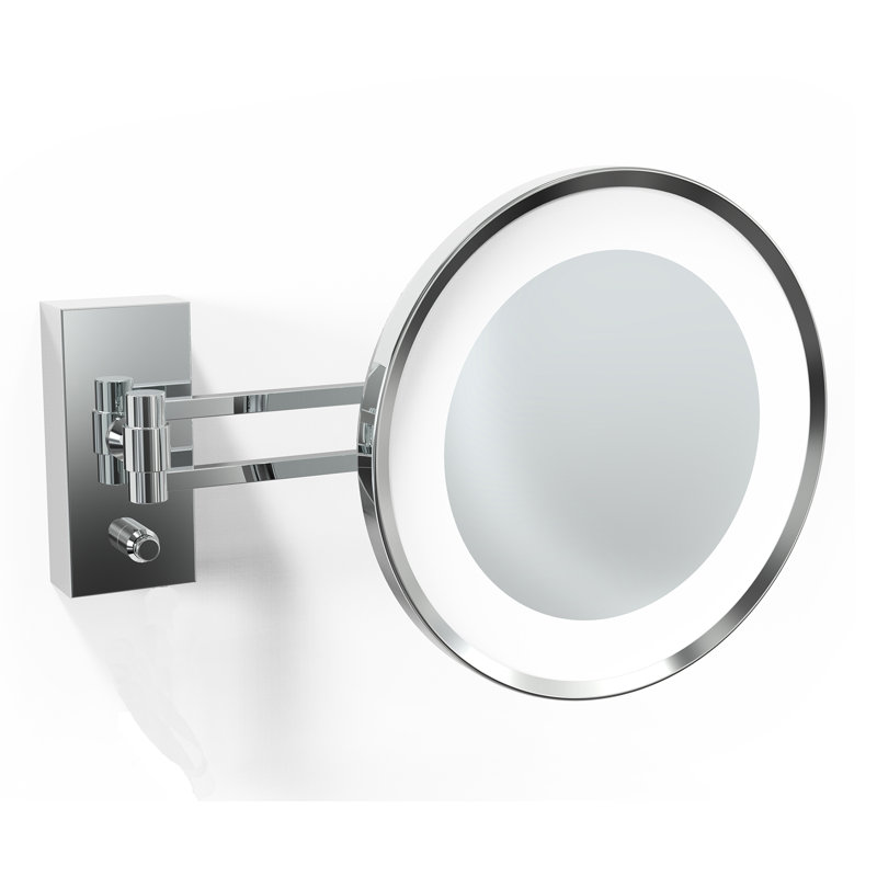 Spiegel Metal Lighted Wall Mirror, Polished Chrome