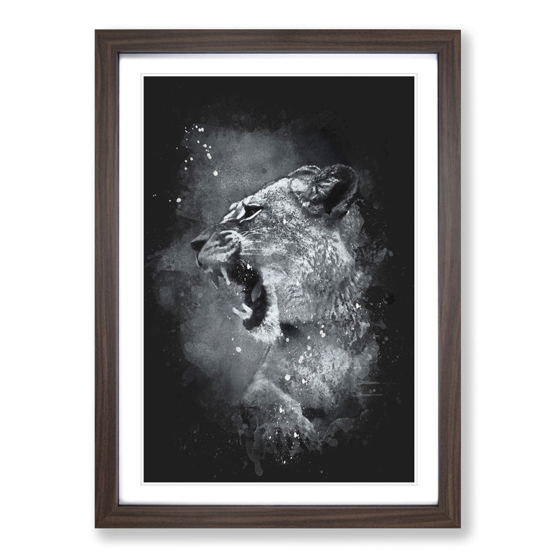Fierce Lioness - Framed Print, Walnut Framed, 45cm H x 33cm W x 2cm D