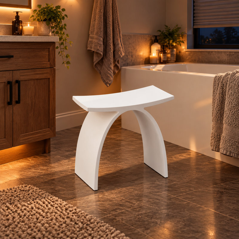 KAKUSIGA 14 inch freestanding solid surface arched bathroom stool