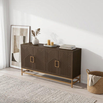 59.8" Trexm Retro Freestanding Sideboard Buffet Cabinet with Adjustable Shelves and Espresso Finish