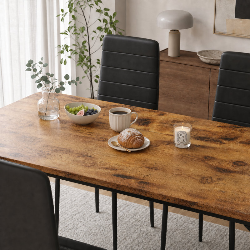 Ensemble de salle à manger moderne 7 pièces en bois et métal pour cuisine et salle à manger, Brown