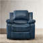 Fauteuil inclinable en cuir bleu marine Charlotte