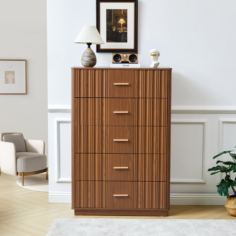 Commode à 5 tiroirs avec commode, Brun