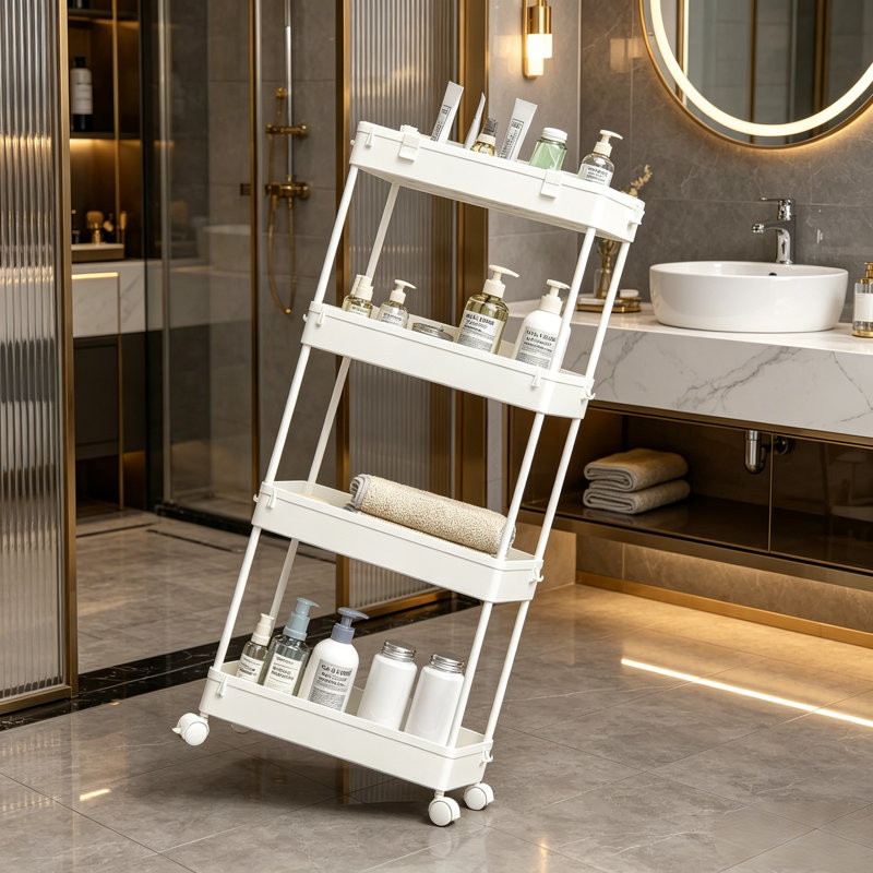 Meuble de rangement mobile à 4 niveaux avec roulettes Slim