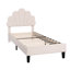 EU & UK Single Scalloped Shell Velvet Bed, Glam Upholstered Platform Bed Frame, Burgundy & Beige Velvet, 90X190/200cm-1594878770-1608467013
