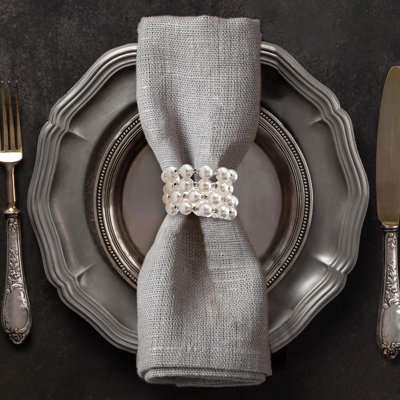 Pearl Napkin Rings Set with Crystal Accents for Elegant Dining Table Decor – Perfect Christmas Gift