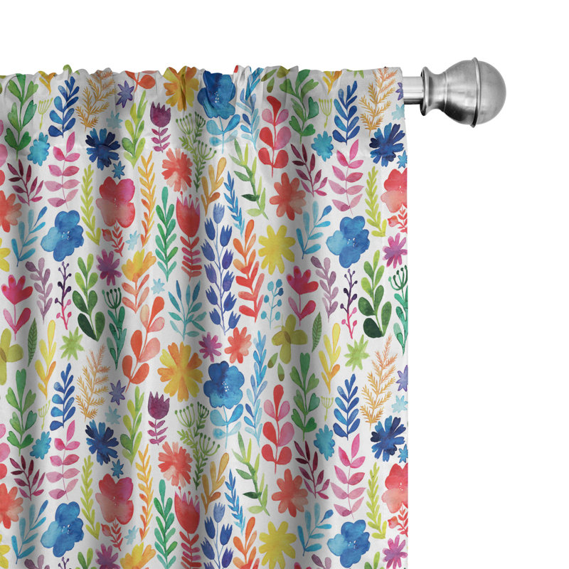 Floral Semi-Sheer Rod Pocket Curtain Panels, 28" x 63"