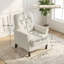 Chaise d'appoint, fauteuil Mid-Century moderne avec siège épais, blanc crème-252858608