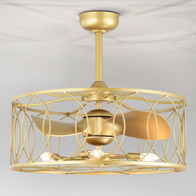 Ventilateur de plafond cage à 3 pales avec télécommande et ensemble d'éclairage inclus Faithia 19 po Zahair