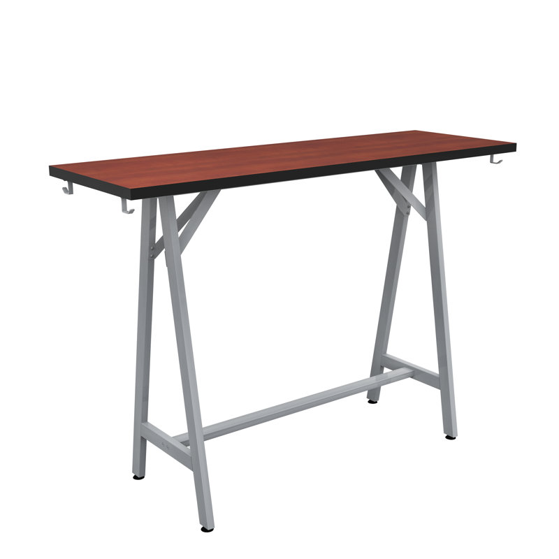 Table de travail Spark, surface de travail rectangulaire 72 po x 20 po, base argent H 42 po, Brun